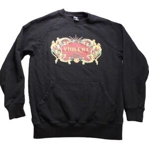 Crooks & Castles Sweatshirt Men Medium M Black Graphic Crewneck Pullover Pocket